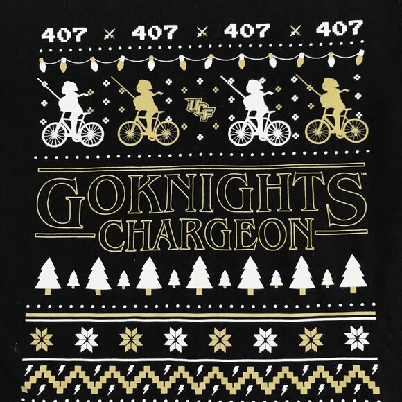 UCF Knights Shirt Adult Medium Black Christmas Go Knights Charge On 407 Winter - Picture 6 of 9